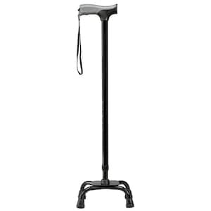 Soft Grip Quad Foot Cane in Black