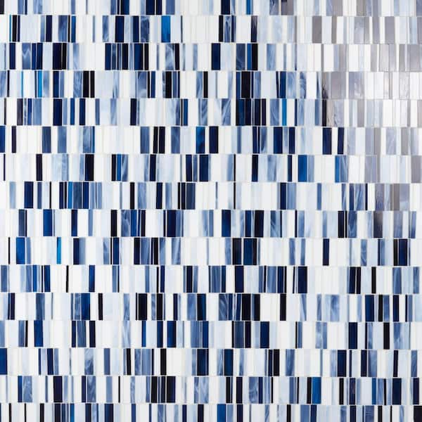 Ivy Hill Tile Rococo Stacked Clarity Blue 11.93 in. x 12 in. Polished Glass Wall Tile (0.99 sq. ft./Each)