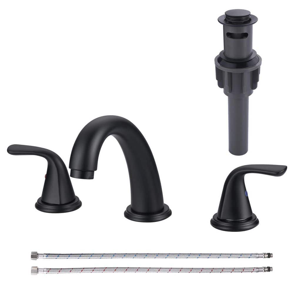3-Holes 8 in. Widespread Double Handle Bathroom Faucet in Matte Black price history on PriceWatchPro