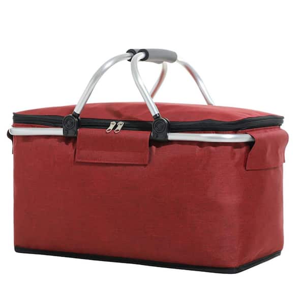 20 qt. Large Insulated Foldable Soft-Side Cooler Bag for Outdoor Camping, Picnic, Travel in Red