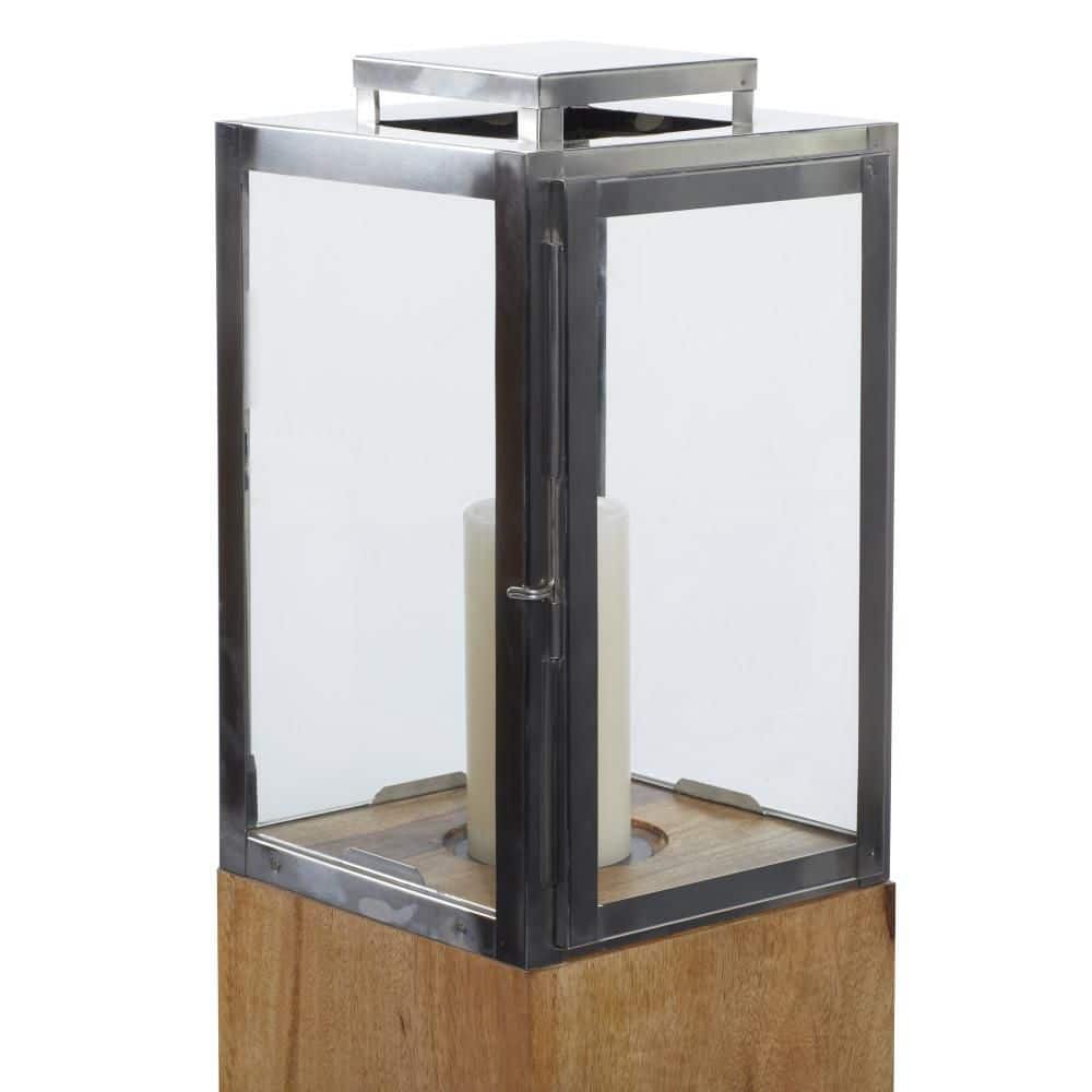 Elegant Mango Wood Hanging Candle Lantern 36" - Contemporary Brown