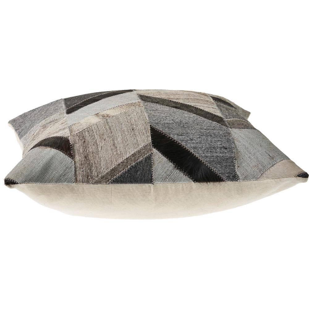 Gray and Brown Chevron Faux Leather Throw Pillow Set