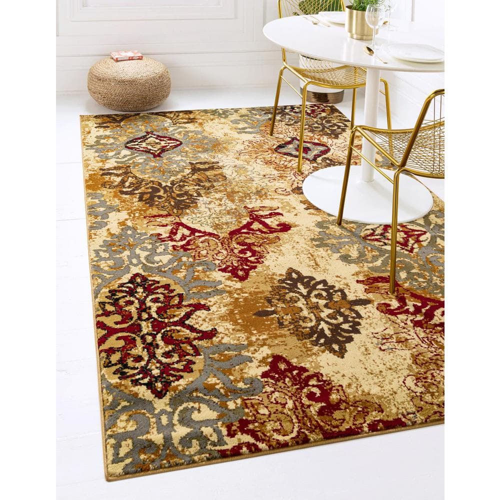 Braided Geometric Blue and Beige 5' x 8' Synthetic Indoor Rug
