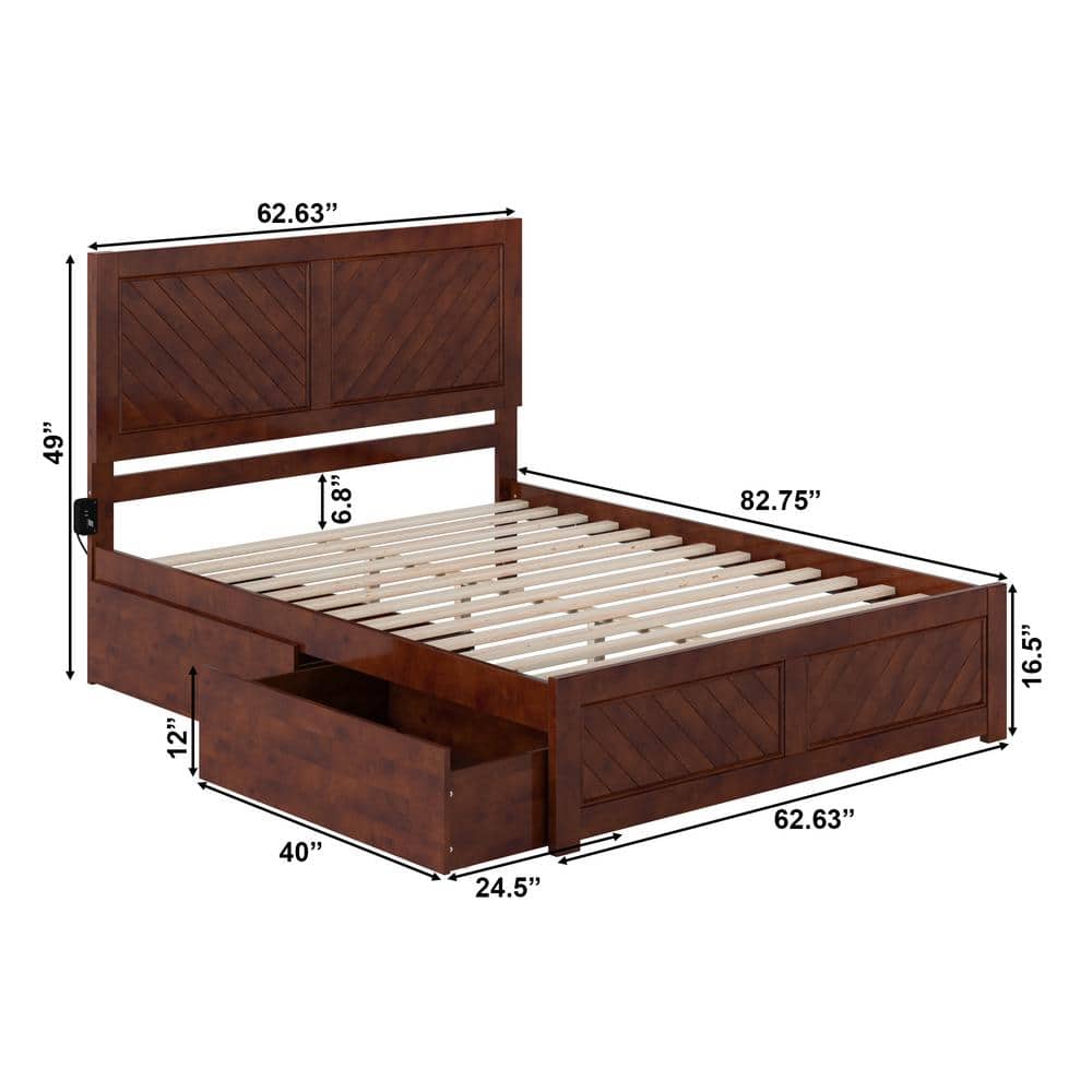 Canyon Walnut Queen Wood Platform Bed with Storage Drawers