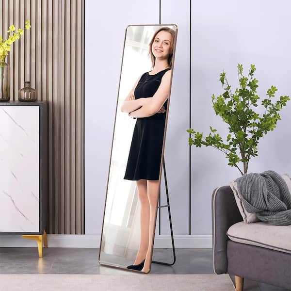Brown 16.5 in W x 60 in. H Farmhose Rectangle Glass Framed Mirror Wall Mirror Wall Decor Mirror