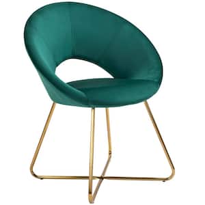 Green Polyester Curved Open Back Upholstered Accent Chair