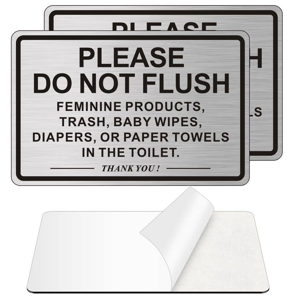2 Pack Self-Adhesive Brushed Aluminum Metal Bathroom Do Not Flush Except Toilet Paper Sign for Home Business price history on PriceWatchPro