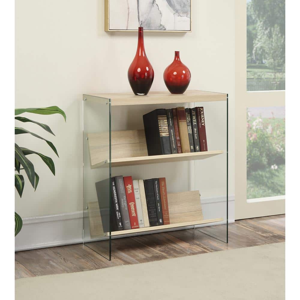Soho Weathered White Solid Wood and Glass 3-Tier Bookcase