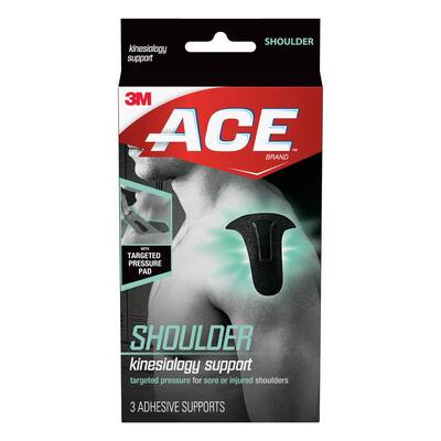One Size 0.67 in. x 5.79 in. (17 mm x 147 mm) Kinesiology Shoulder Support in Black (Case of 12)