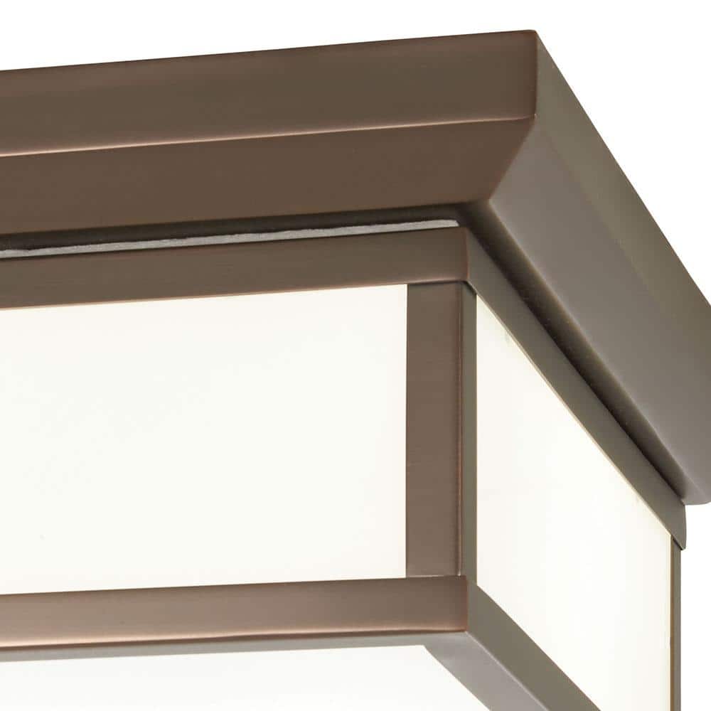 Harvard Court Bronze 13" Glass Flush Mount Ceiling Light