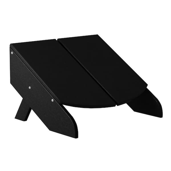 WESTIN OUTDOOR Coastin Black Poly Plastic Outdoor Patio Weather Resistant Modern Foldable Adirondack Chair Ottoman