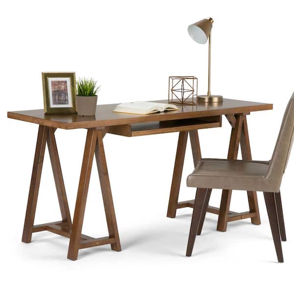 Simpli Home Sawhorse Solid Wood Modern Industrial 60 in