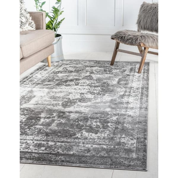 Unique Loom Sofia 4 ft Runner Gray Area Rug