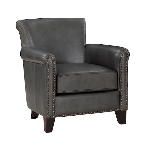Lazzara Kailee Gray Leather Upholstery Accent Chair