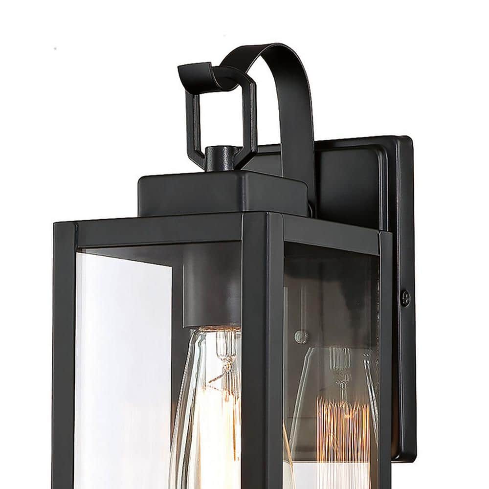 Black Metal and Glass Outdoor Wall Sconce