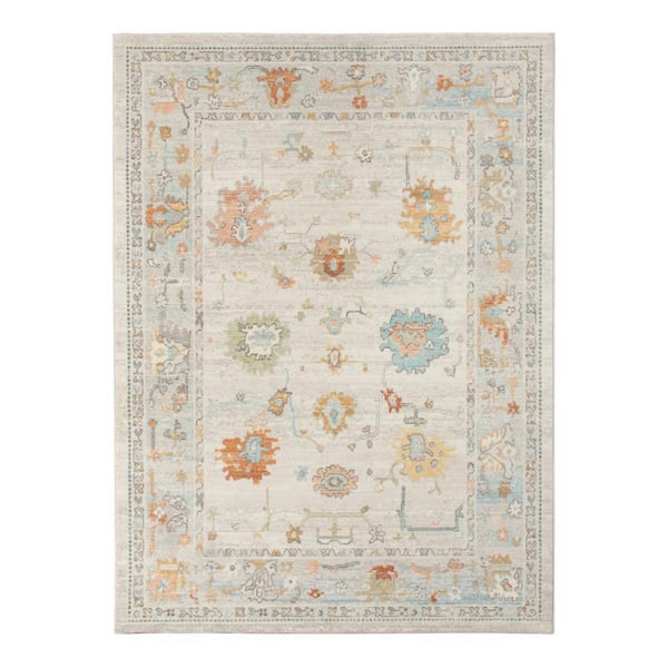 Blue, Orange 2 ft. x 3 ft. Loomed Floral Polypropylene Rectangle Indoor/Outdoor Area Rug