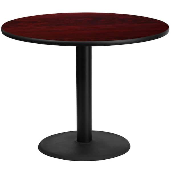 Flash Furniture 42 in. Round Mahogany Laminate Table Top with 24 in. Round Table Height Base