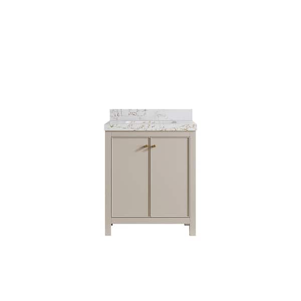 Willow Collections Chicago 30 in. Single Sink Freestanding Fine Grain Bath Vanity with Viola Gold Qt. Top Unassembled