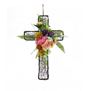 23 in. Floral Easter Cross