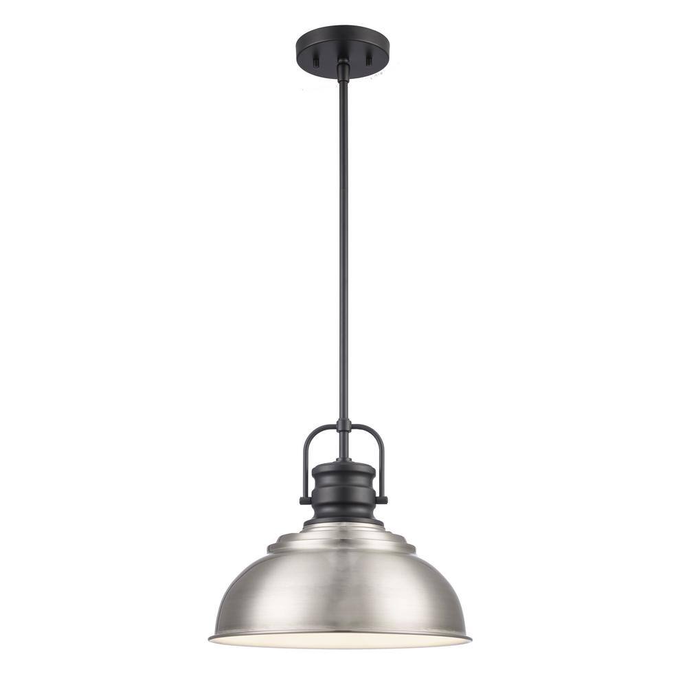 Home Decorators Collection Shelston 13 in. 1-Light Brushed Nickel and