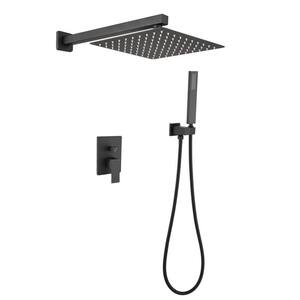 Single-Handle 1-Spray Wall Mount Rain Pressure Balanced Shower Faucet in Matte Black (Valve Included)