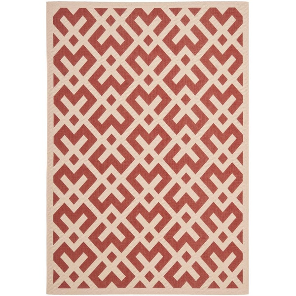 SAFAVIEH Courtyard Red/Bone 5 ft. x 8 ft. Geometric Indoor/Outdoor Patio  Area Rug