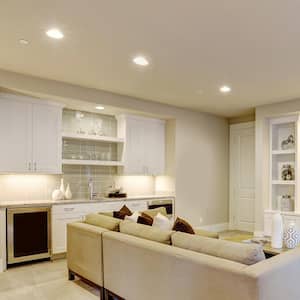 4 in. Remodel White Integrated LED Recessed Can Ceiling Downlight Baffle Trim, Dimmable, 3500K