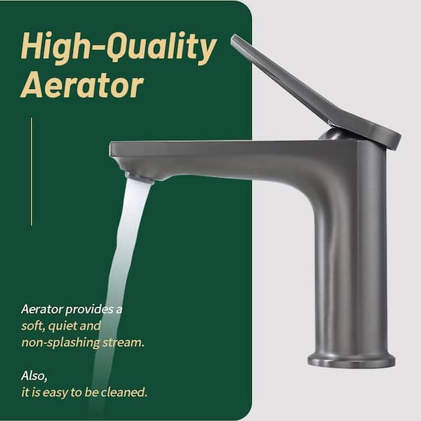 Single Handle Single Hole Bathroom Faucet in Gray
