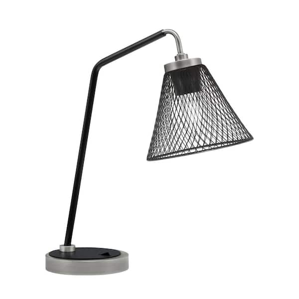 Unbranded Delgado 16.5 in. Graphite and Matte Black Piano Desk Lamp with Black Metal Shade