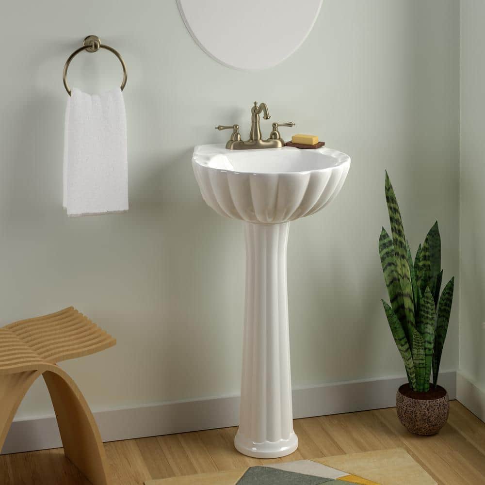 Bali 19" Beige Vitreous China Pedestal Sink with Overflow