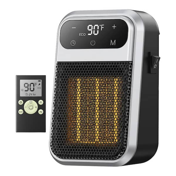 800W 5.9in White Indoor Electric Compact Space Heater with Remote, Timer, ECO Mode, Overheat Protection for Home Office