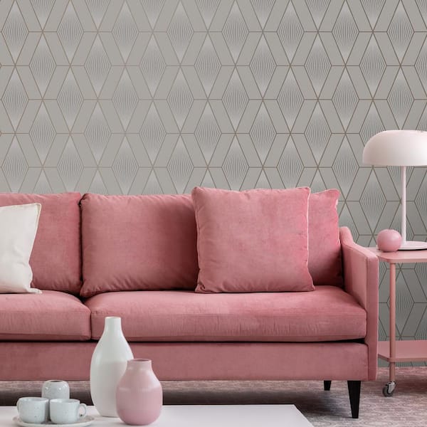 Superfresco Glitter Diamond Geo Taupe and Rose Gold Unpasted Removable  Peelable Wallpaper 112577 - The Home Depot