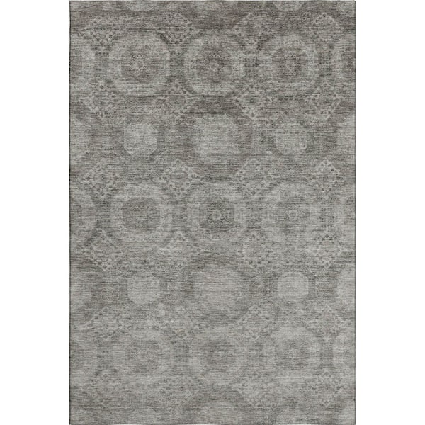 Mayfield Premium Machine Washable Abstract AMF1925 Pewter 10 ft. x 14 ft. Area Rug