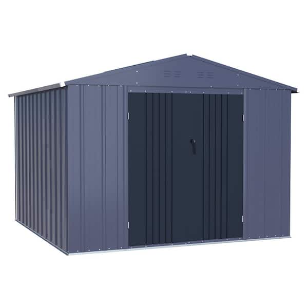 8 ft. W x 8 ft. D Outdoor Metal Storage Shed in Gray (64 sq. ft. )