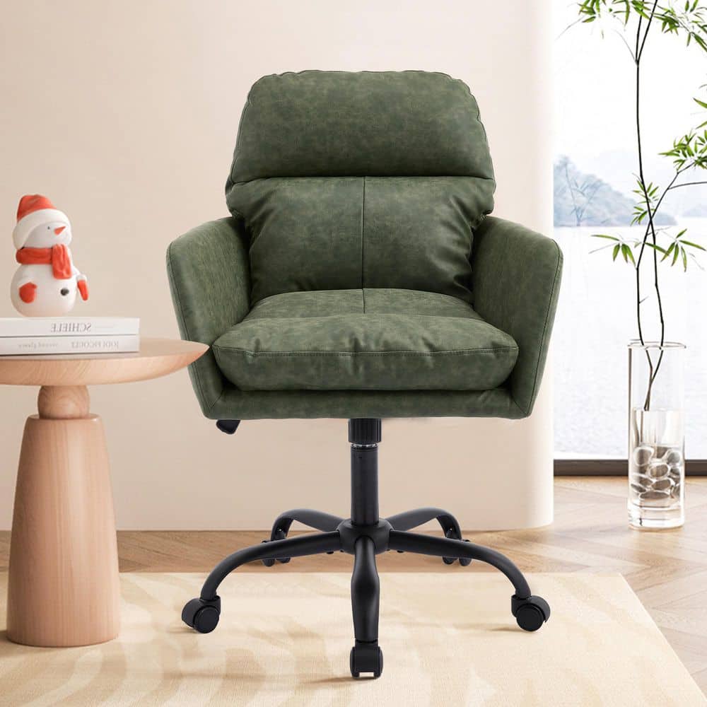 23.6 in. W PU Faux Leather Adjustable Height Ergonomic Task Chair in Green with Nonadjustable Arms price history on PriceWatchPro