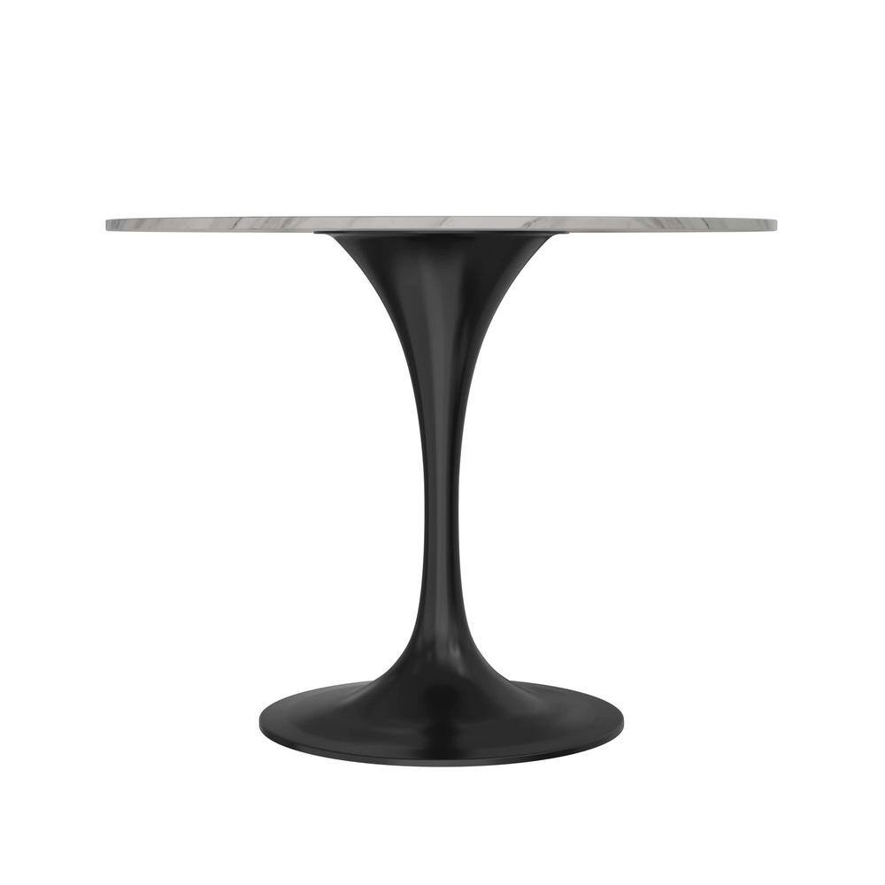 Verve 36" Round Sintered Stone Table with Black Steel Base