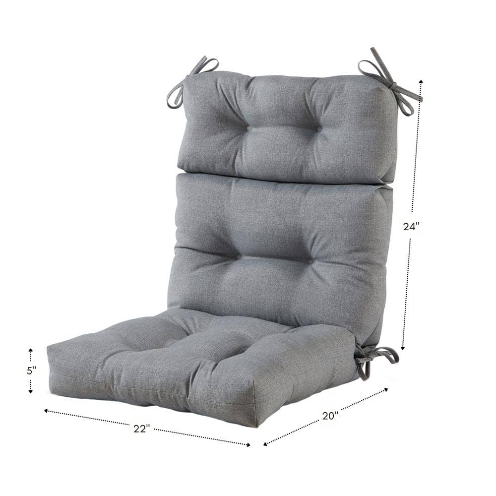 Heather Gray Polyester High Back Outdoor Chair Cushion