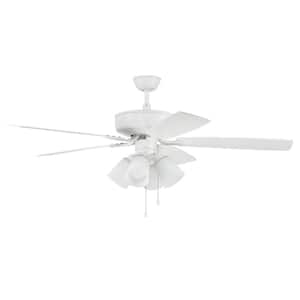 Pro Plus-114 52 in. Indoor Dual Mount White Ceiling Fan with 4-Light Clear White LED Light Kit