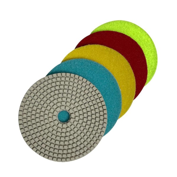 5 in. White Resin Wet Diamond Polishing Pad Set 50,100,200,400,800 Grit (5-Piece)