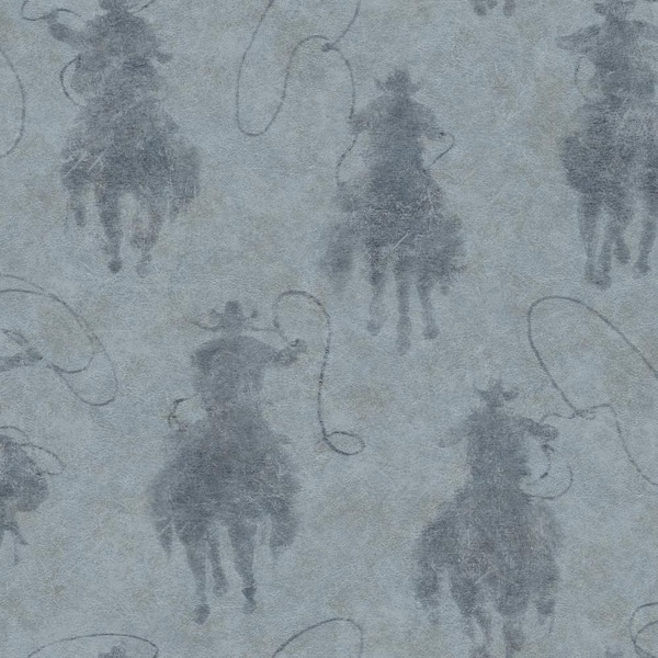 Chesapeake 20.50 in. W x 396 in. L Blue Stockman Silhouette Wallpaper Sample