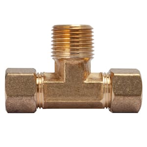 3/8 in. O.D. x 3/8 in. O.D. x 3/8 in. MIP Brass Compression Branch Tee Fitting (5-Pack)