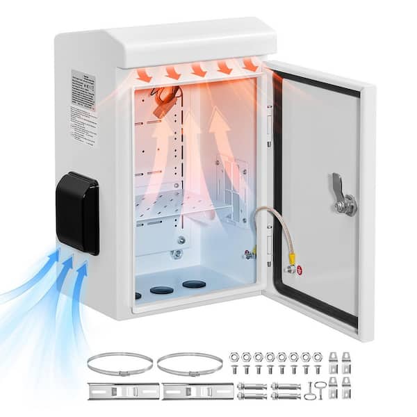 16 in. x 12 in. x 8 in. Outdoor Electrical Enclosure Box IP65 Waterproof Steel Junction Box with Fan and Thermostat