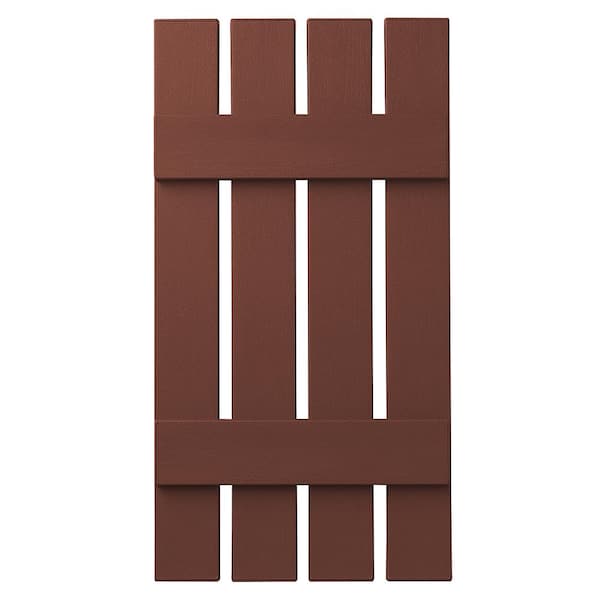 Ply Gem 16 in. x 31 in. Polypropylene 4-Board Open Board and Batten Shutters Pair in Red
