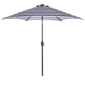 8.6 ft. Market Patio Umbrella in Blue and White Stripes