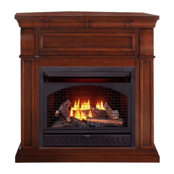 ProCom 42 in. Ventless Dual Fuel Gas Fireplace in Chestnut Oak with Thermostat