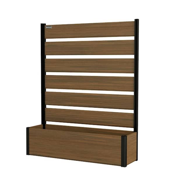mondaria 59 in. Tall Brown Composite Wood Panels Planter Box with Aluminum Frame Vertical Design for Climbing Plants