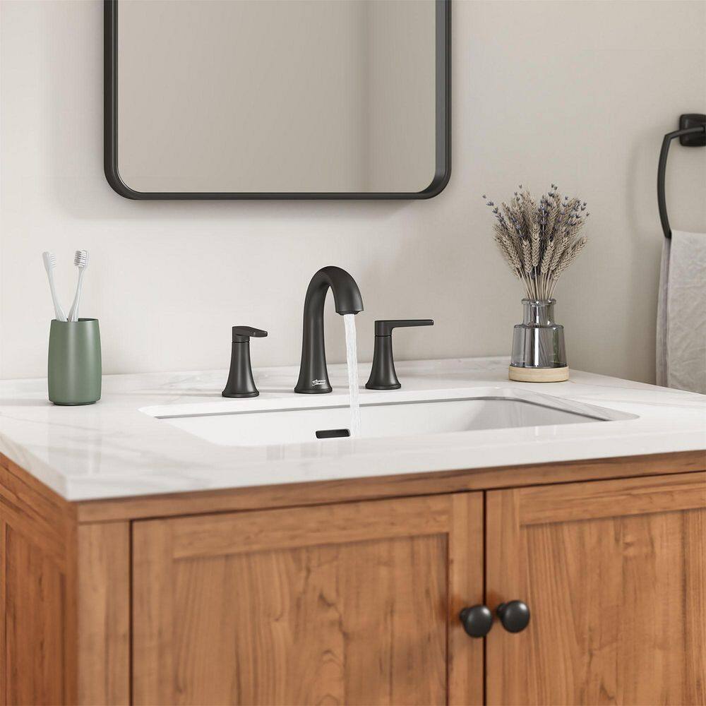 Matte Black Widespread 2-Handle Bathroom Faucet with Drain Assembly