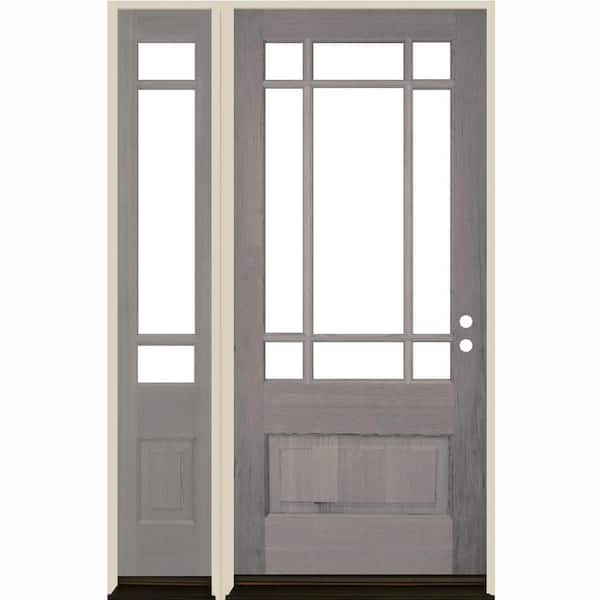 Krosswood Doors 50 in. x 80 in. Contemporary LH 3/4 Lite Left-Hand Clear Glass Grey Stain Hemlock Prehung Front Door w/ LSL