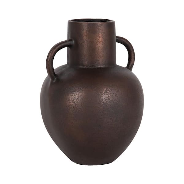 Lusila 11 in. Bronze Metal Round Decorative Vase