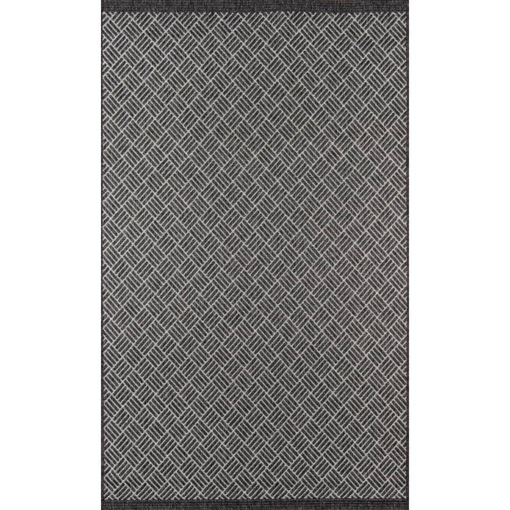 Charcoal Geometric Flat-Woven Synthetic 9'x13' Area Rug